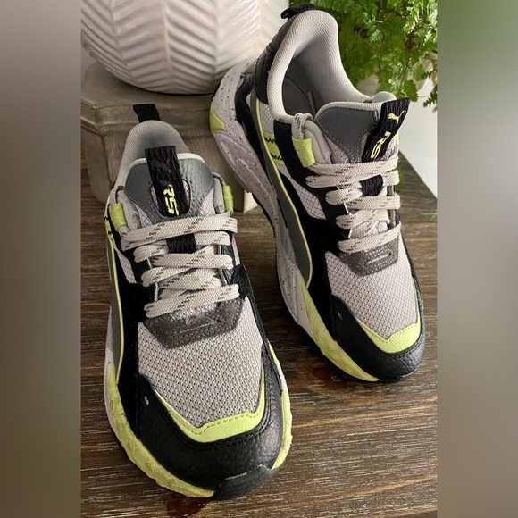 Puma RS-TRCK GS Boys 5.5 Women’s 7 Speckle Castlerock Sneakers Athletic Shoes - Picture 2 of 9